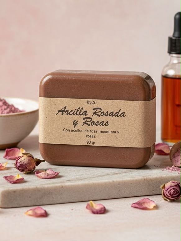 Jabón de Arcilla Rosada y Rosas de BY20